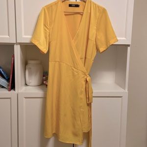 Icone par Simone. Yellow wrap dress.